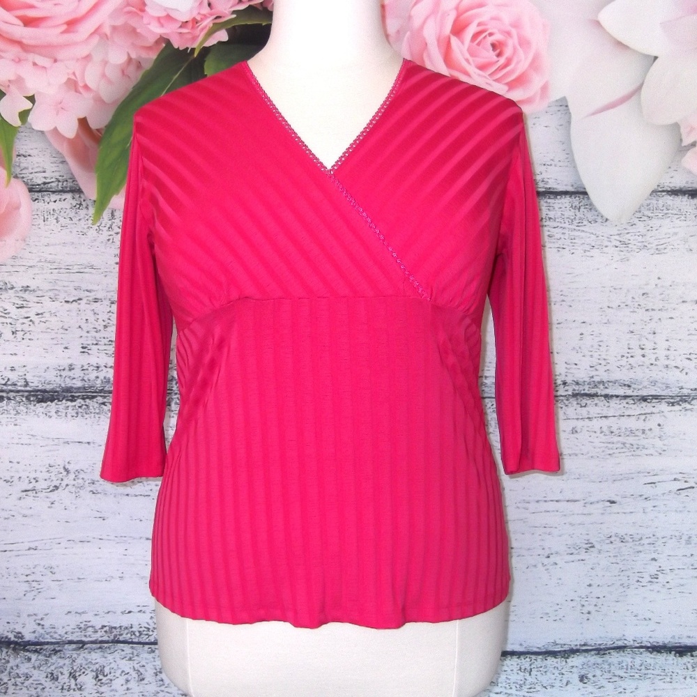 Julie's Closet Pink Ribbed Empire Top 2X